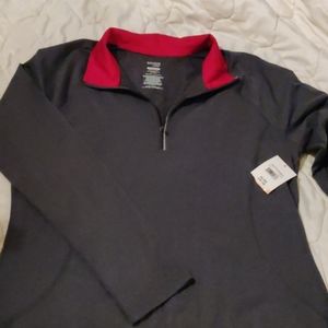 Danksin Now long-sleeved gray/red quarter zip